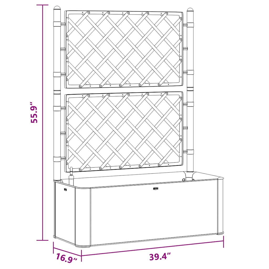 vidaXL Garden Raised Bed with Trellis and Self Watering System Grey