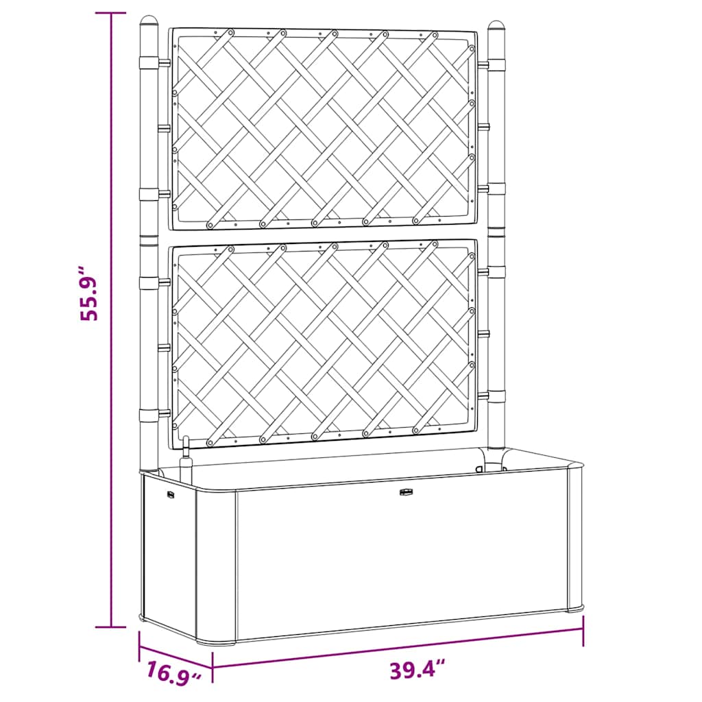 317578 vidaXL Garden Raised Bed with Trellis and Self Watering System Grey