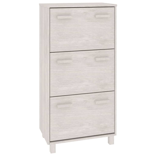 vidaXL Shoe Cabinet HAMAR White 59.5x35x117 cm Solid Wood Pine