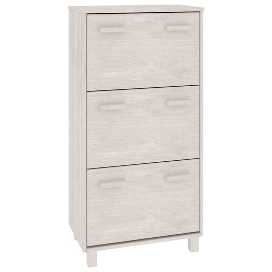 vidaXL Shoe Cabinet "HAMAR" White 59,5x35x117 cm Solid Wood Pine