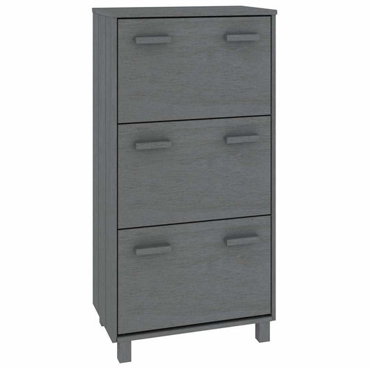 vidaXL Shoe Cabinet "HAMAR" Dark Grey 59,5x35x117 cm Solid Wood Pine