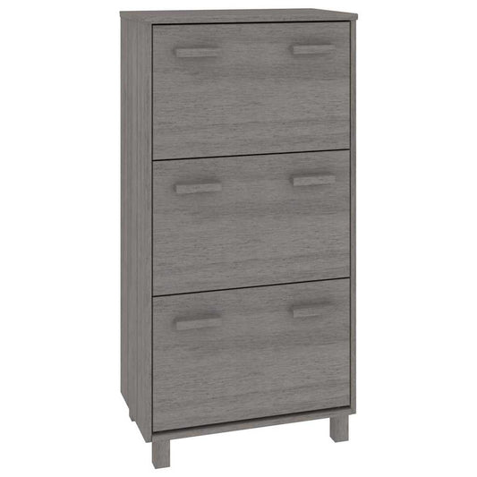 vidaXL Shoe Cabinet "HAMAR" Light Grey 59,5x35x117 cm Solid Wood Pine