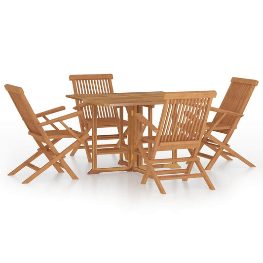 vidaXL Outdoor Dining Set | Teak | Solid teak wood | Medium | Foldable