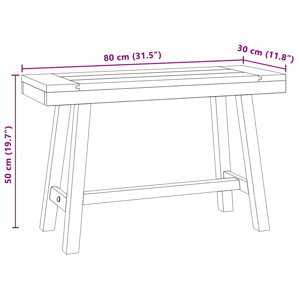 340742 vidaXL Bench 80 cm Solid Wood Teak