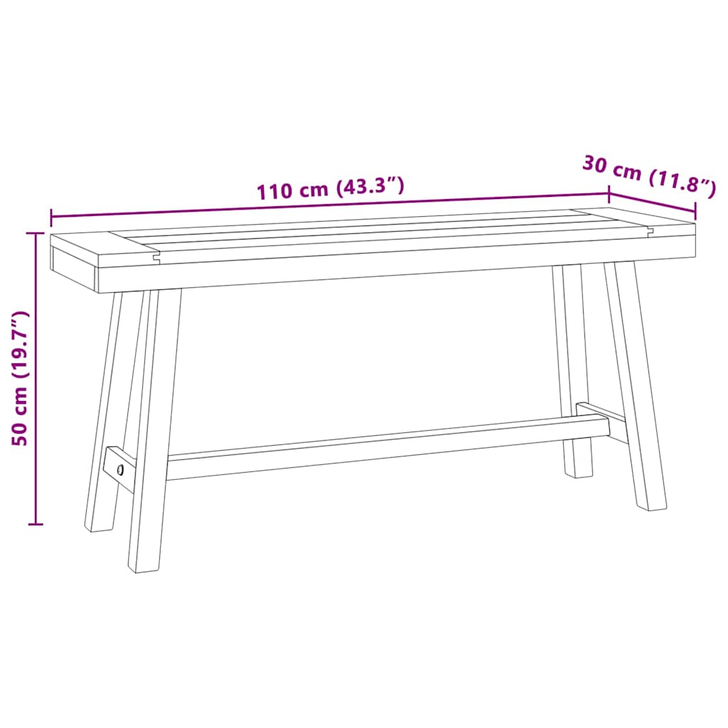340743 vidaXL Bench 110 cm Solid Wood Teak