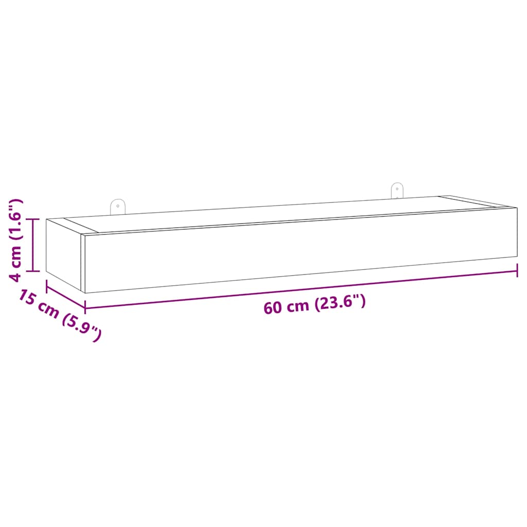 vidaXL Wall Shelves 2 pcs 60x15x4 cm Solid Wood Teak