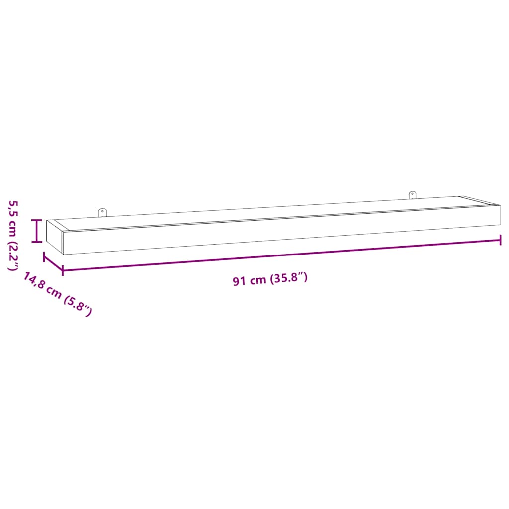 vidaXL Wall Shelves 2 pcs 90x15x4 cm Solid Wood Teak