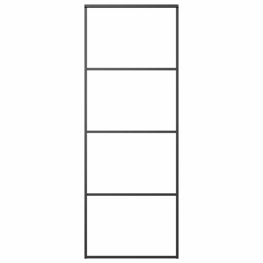 151655 vidaXL Sliding Door Frosted ESG Glass and Aluminium 76x205 cm Black
