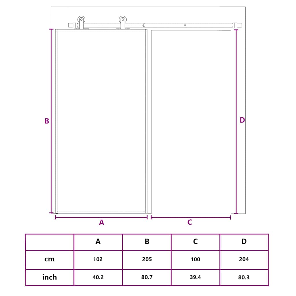 151663 vidaXL Sliding Door Frosted ESG Glass and Aluminium 102,5x205 cm Black