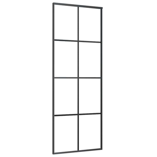 151666 vidaXL Sliding Door Black 76x205 cm ESG Glass and Aluminium