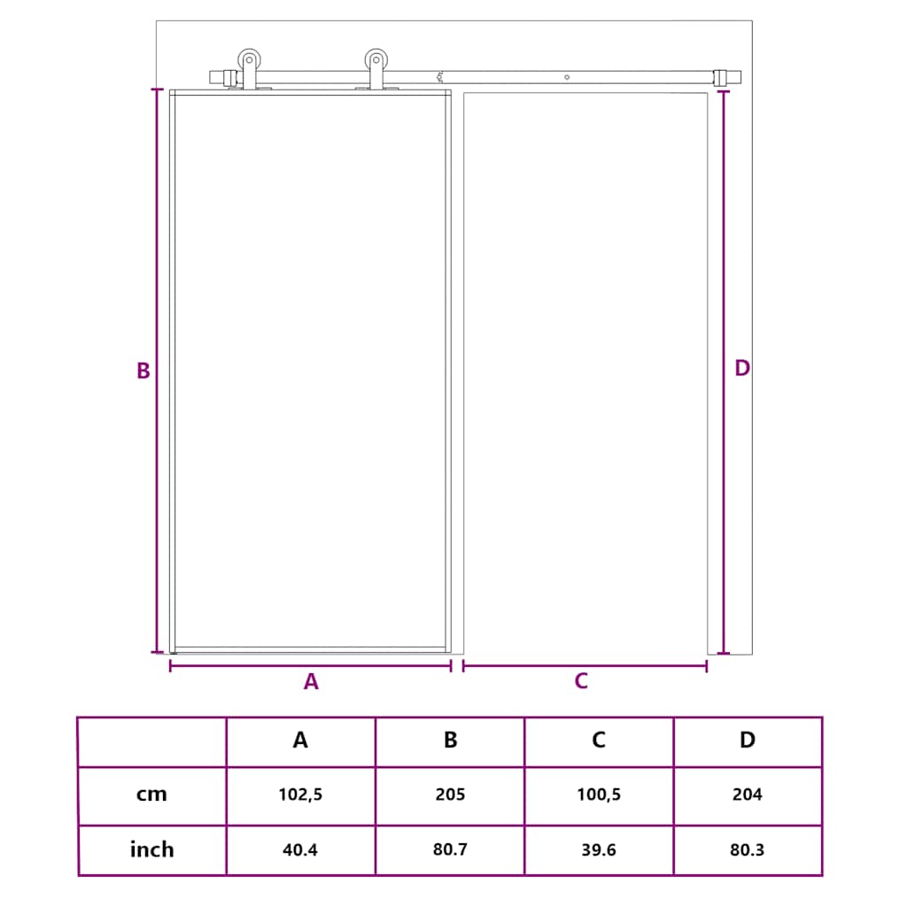 vidaXL Sliding Door ESG Glass and Aluminium 102.5x205 cm White