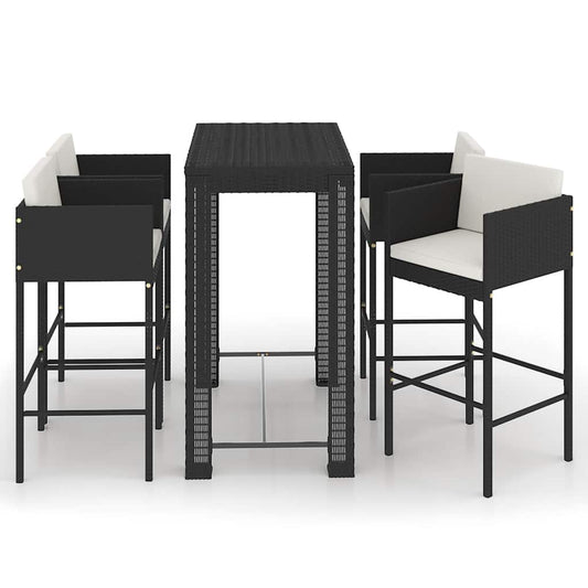 vidaXL Garden Bar Set | Black with cream white cushions