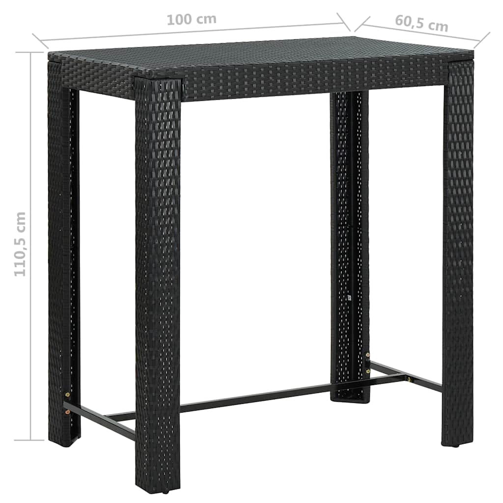vidaXL Garden Bar Set | Black with cream white cushions