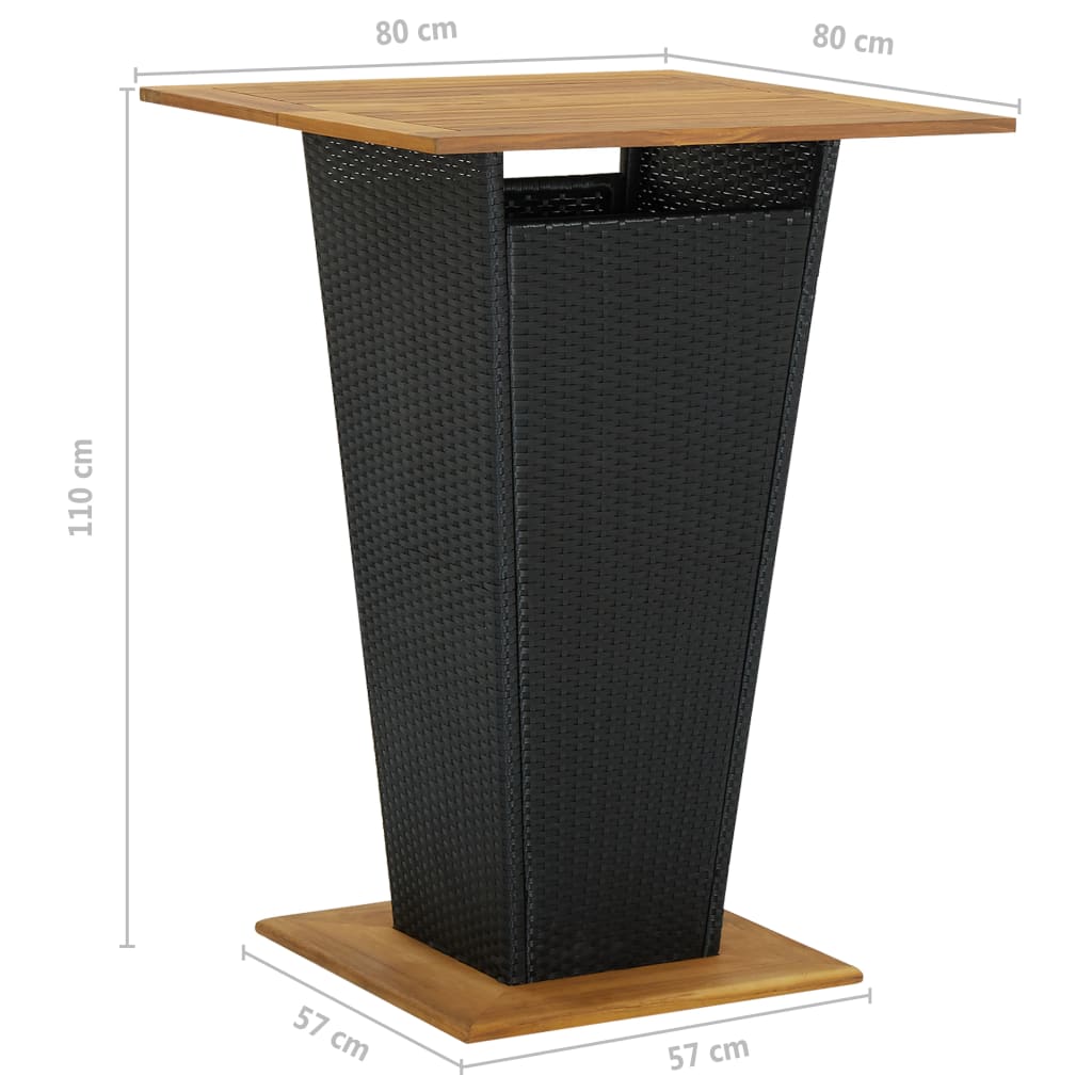 vidaXL 5 Piece Garden Bar Set with Cushions Poly Rattan Black