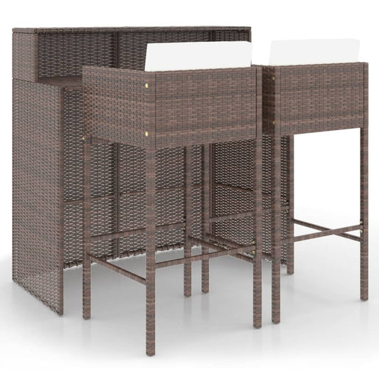vidaXL Garden Bar Set | Brown | PE rattan | Medium | Durable | Garden Bar Set