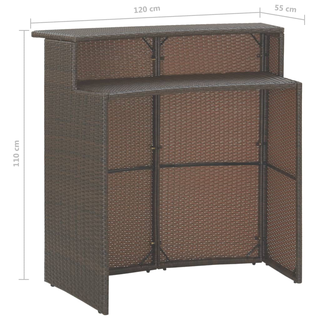vidaXL Garden Bar Set | Brown | PE rattan | Medium | Durable | Garden Bar Set