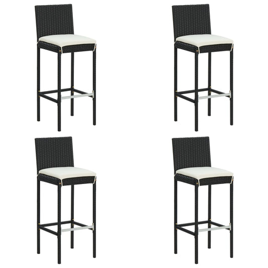 vidaXL 5 Piece Garden Bar Set with Cushions Poly Rattan Black