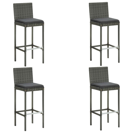 vidaXL 5 Piece Garden Bar Set with Cushions Poly Rattan Grey