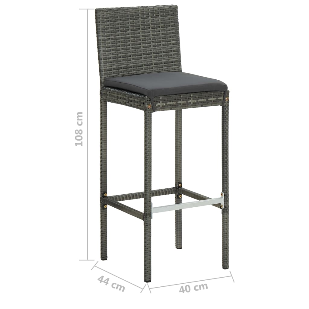 vidaXL 9 Piece Garden Bar Set with Cushions Poly Rattan Grey