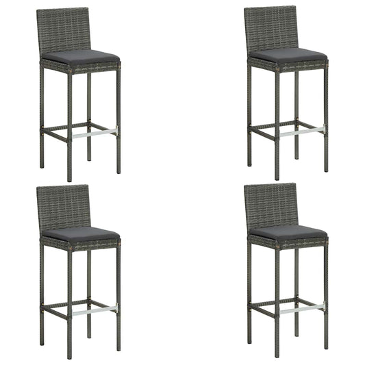 vidaXL 5 Piece Garden Bar Set with Cushions Poly Rattan Grey