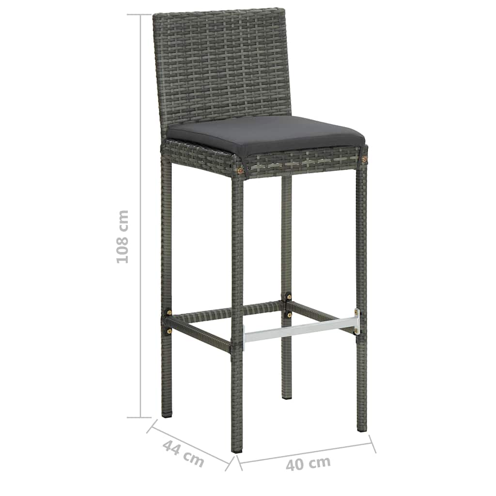 vidaXL 9 Piece Garden Bar Set with Cushions Poly Rattan Grey