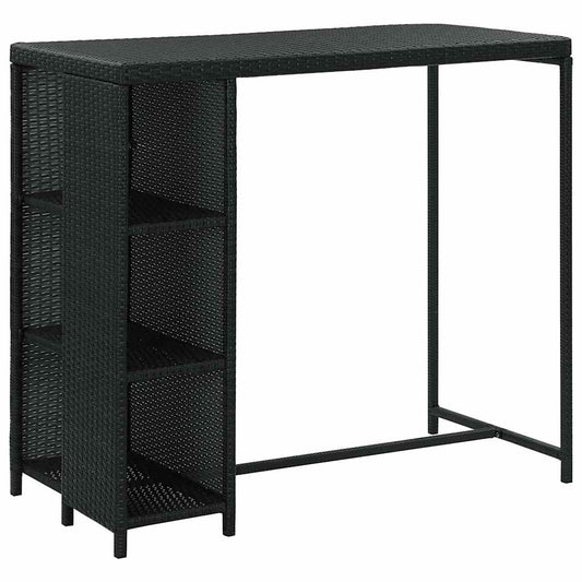 vidaXL 5 Piece Garden Bar Set with Cushions Poly Rattan Black