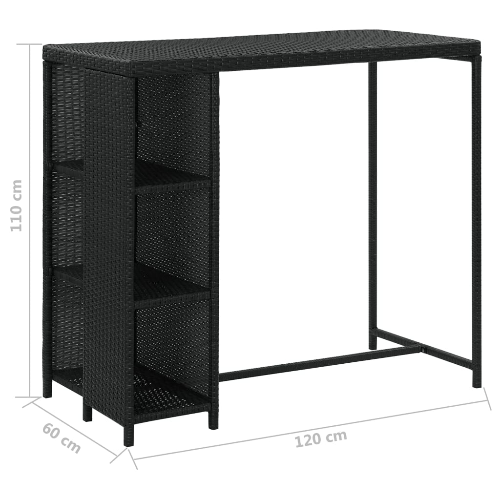 vidaXL 5 Piece Garden Bar Set with Cushions Poly Rattan Black
