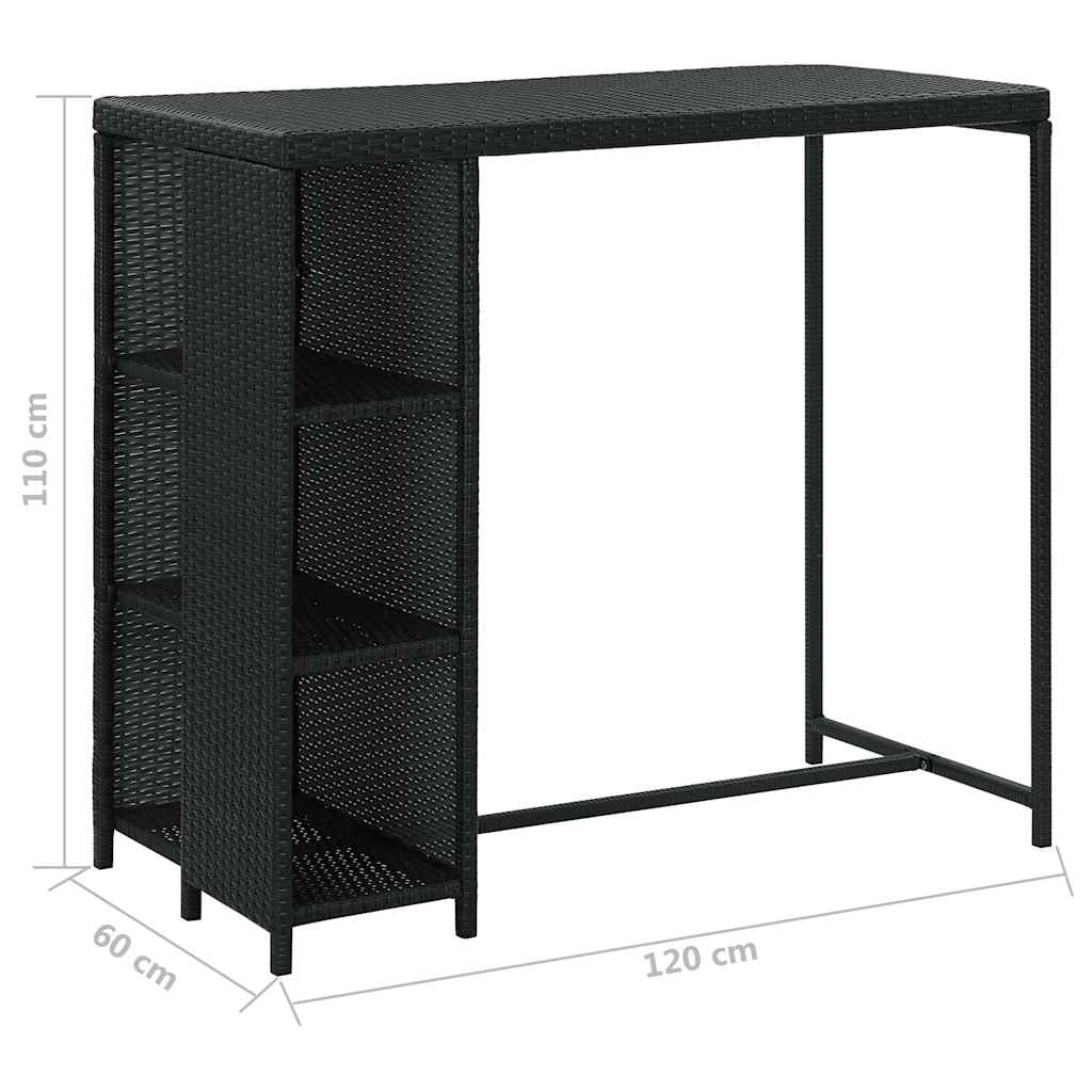vidaXL 5 Piece Garden Bar Set with Cushions Poly Rattan Black