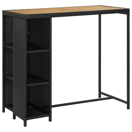 vidaXL 5 Piece Garden Bar Set with Cushions Poly Rattan Black