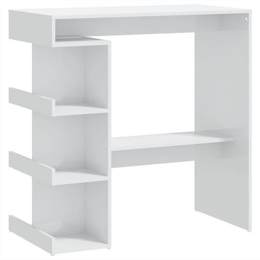 vidaXL Bar Table with Storage Rack High Gloss White 100x50x101,5 cm