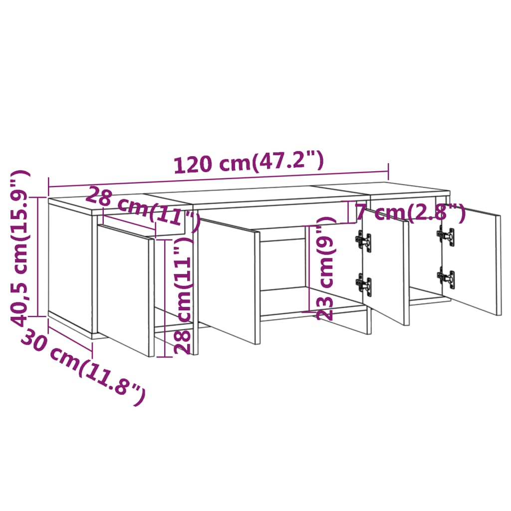 vidaXL TV Cabinet Sonoma Oak 120x30x40,5 cm Engineered Wood