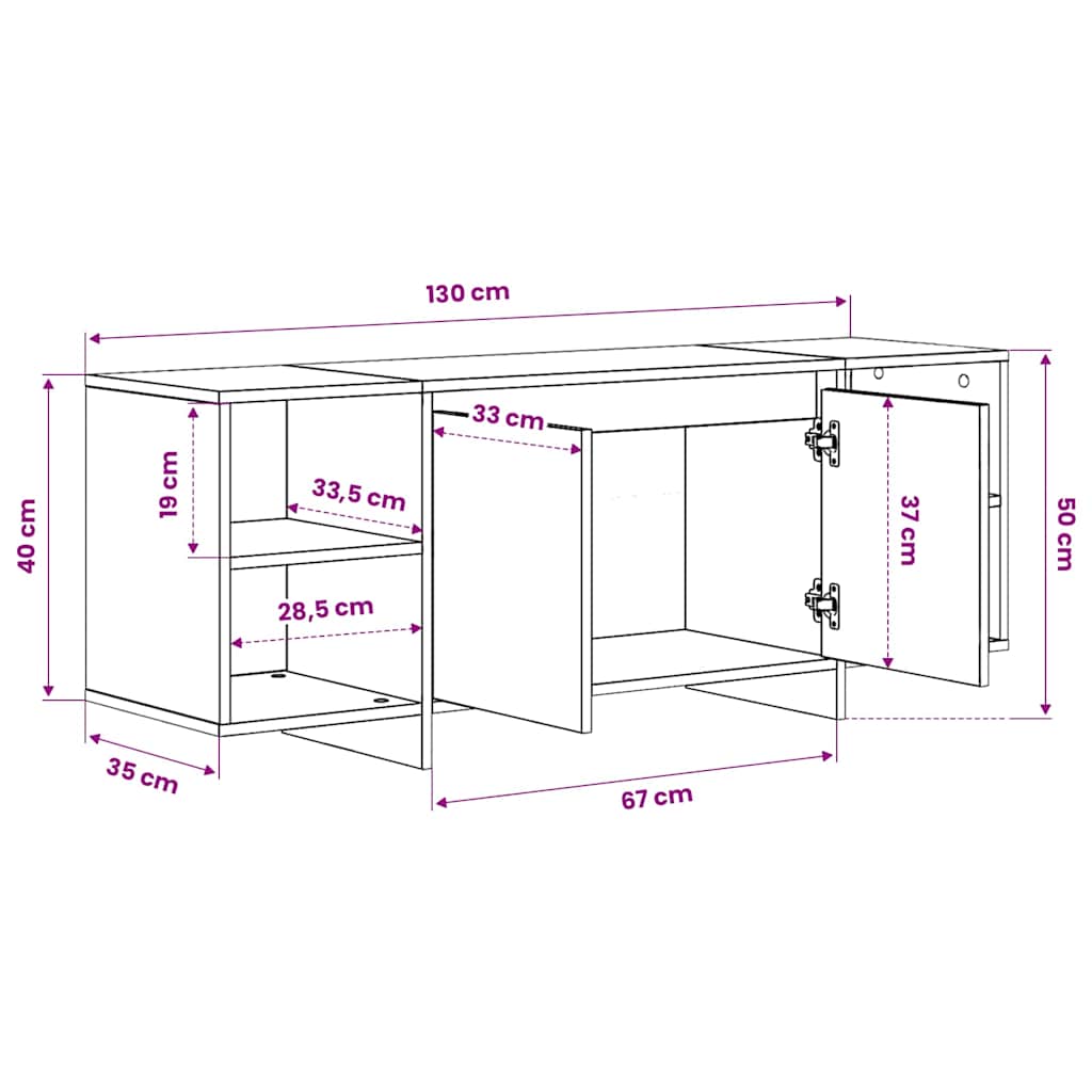 809584 vidaXL TV Cabinet White 130x35x50 cm Engineered Wood
