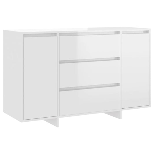 vidaXL Sideboard with 3 Drawers High Gloss White 120x41x75 cm Engineered Wood