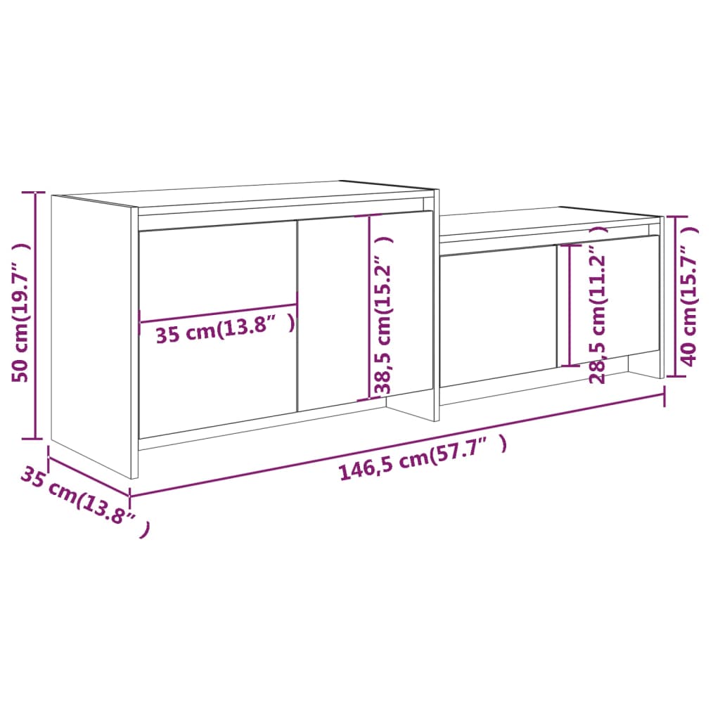 vidaXL TV Cabinet Sonoma Oak 146.5x35x50 cm Engineered Wood