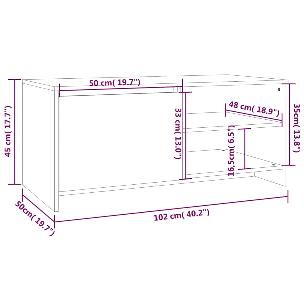 809827 vidaXL Coffee Table White 102x50x45 cm Engineered Wood