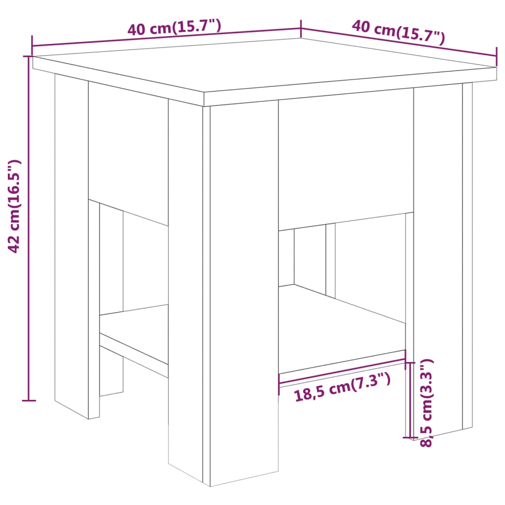 810271 vidaXL Coffee Table White 40x40x42 cm Engineered wood