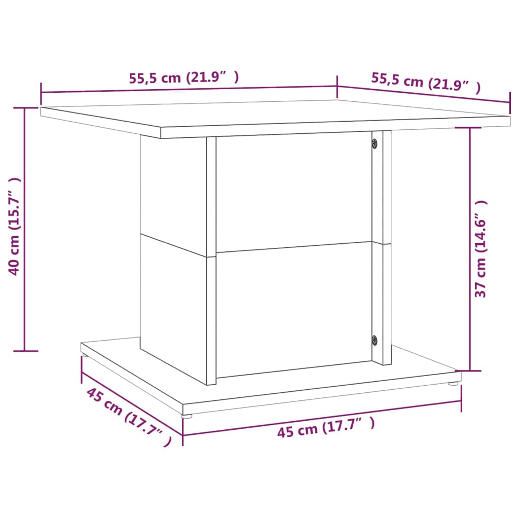 vidaXL Coffee Table Sonoma Oak 55,5x55,5x40 cm Engineered Wood