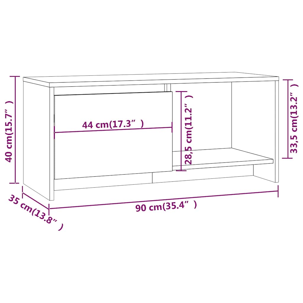 vidaXL TV Cabinet | Smoked oak | Engineered wood | Medium | TV Cabinet