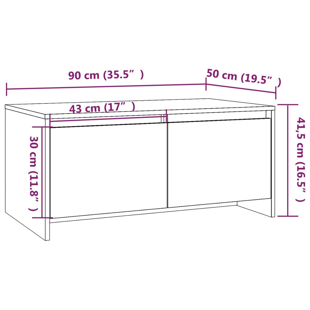 vidaXL Coffee Table Smoked Oak 90x50x41,5 cm Engineered Wood