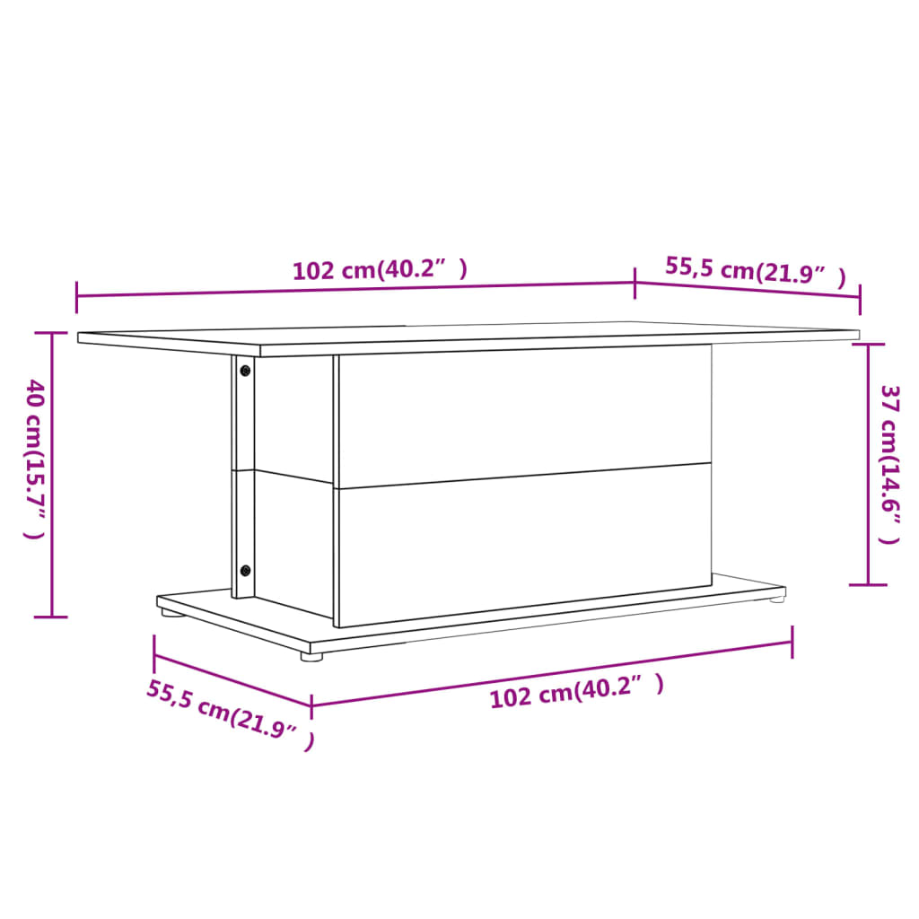 813092 vidaXL Coffee Table Smoked Oak 102x55,5x40 cm Engineered Wood