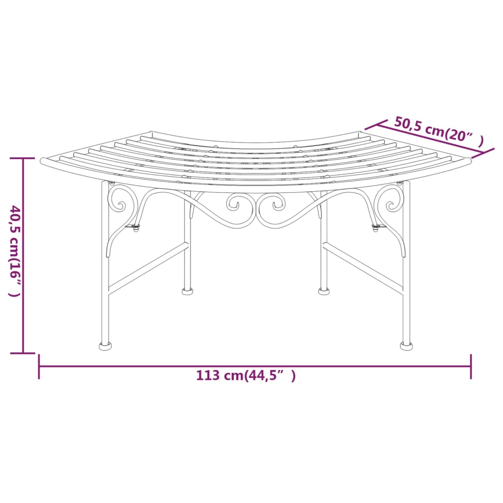 vidaXL Tree Bench | Black | Steel | Medium | Durable | Circular Tree Bench