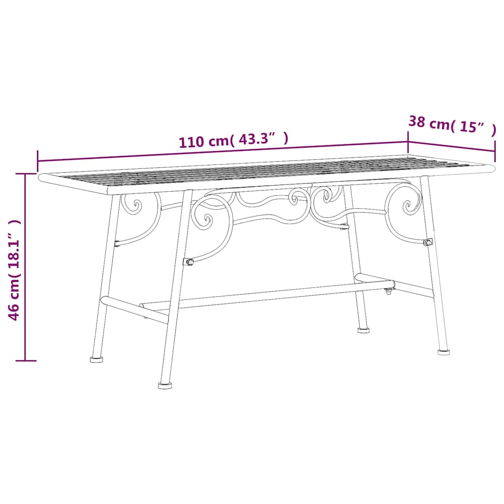 318827 vidaXL Tree Bench 110 cm Black Steel