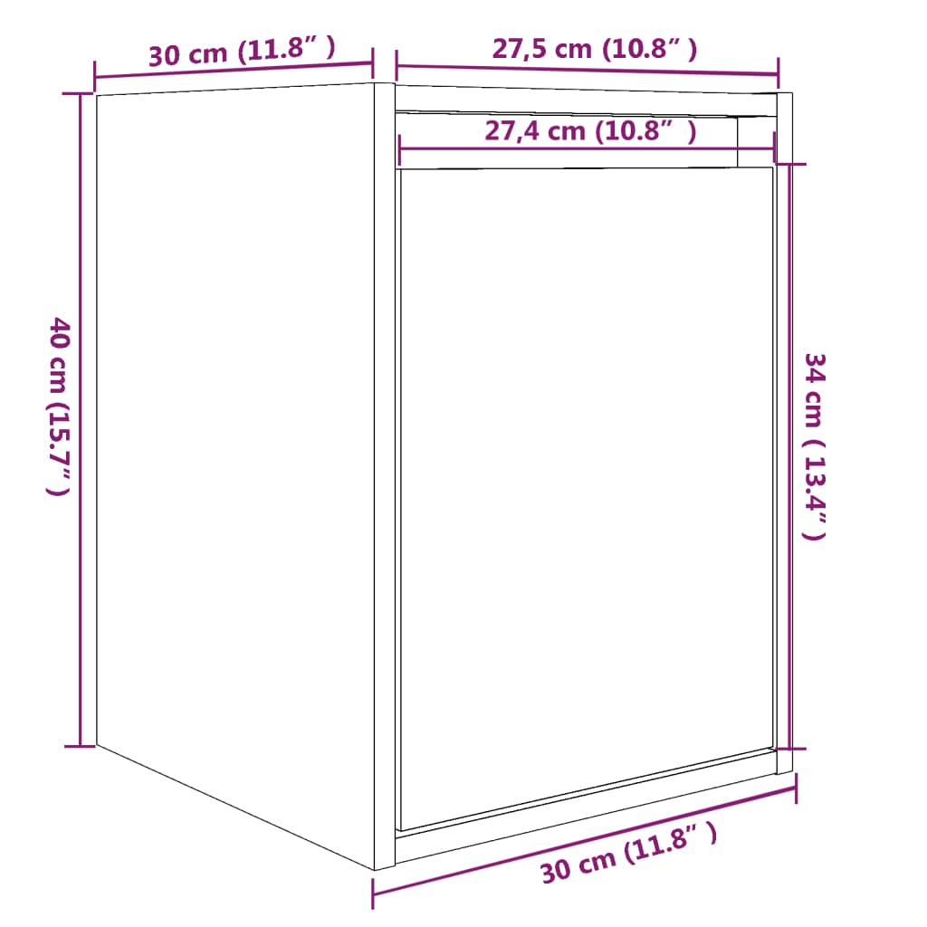 vidaXL Wall Cabinet White 30x30x40 cm Solid Wood Pine
