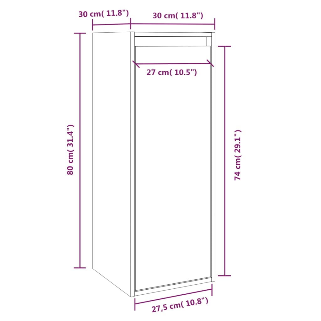 vidaXL Wall Cabinet 30x30x80 cm Solid Wood Pine