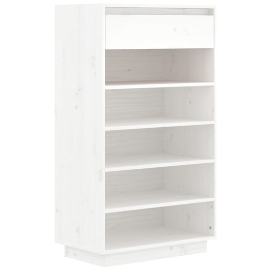 vidaXL Shoe Cabinet White 60x34x105 cm Solid Wood Pine
