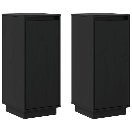 vidaXL Sideboard | Set of 2 | Black | Solid pinewood | Medium | Sideboard