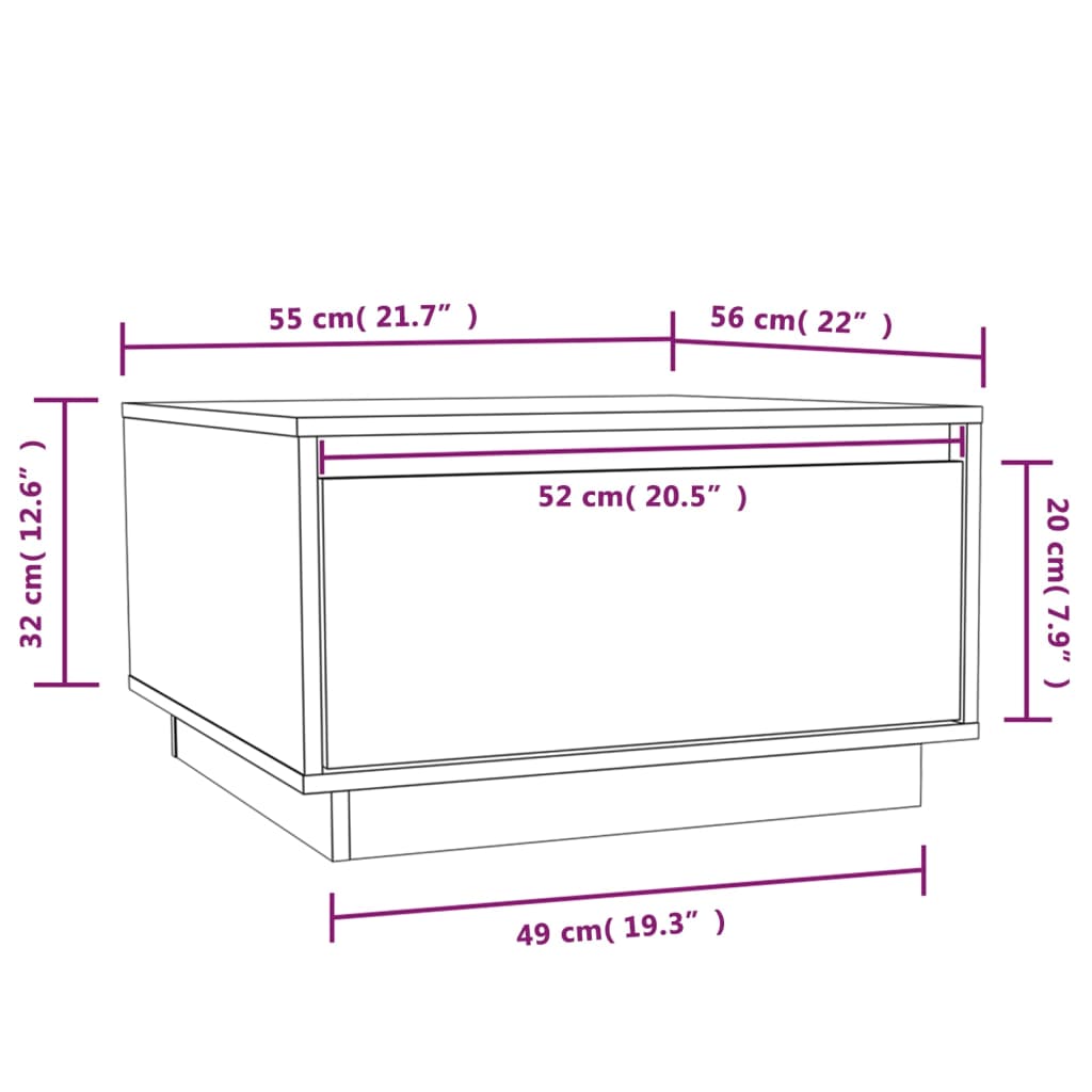 vidaXL Coffee Table Black 55x56x32 cm Solid Wood Pine