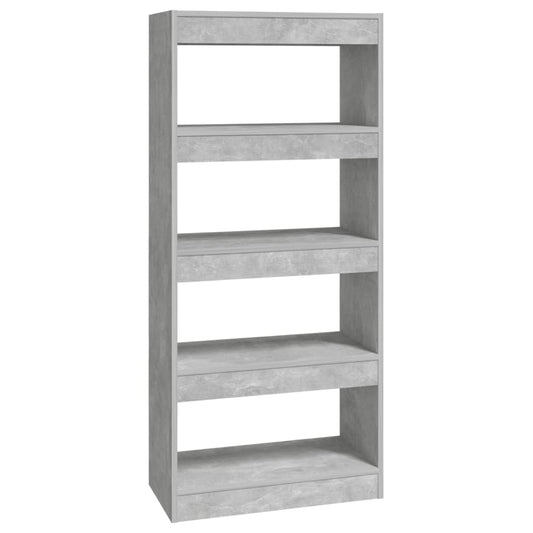 vidaXL Book Cabinet/Room Divider Concrete Grey 60x30x135 cm Engineered Wood