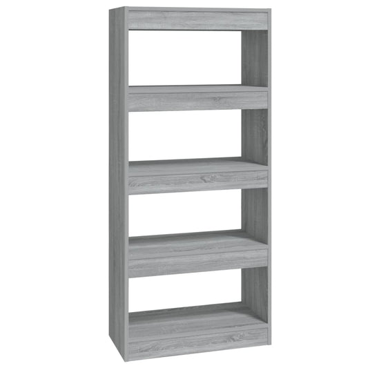 813606 vidaXL Book Cabinet/Room Divider Grey Sonoma 60x30x135 cm Engineered Wood