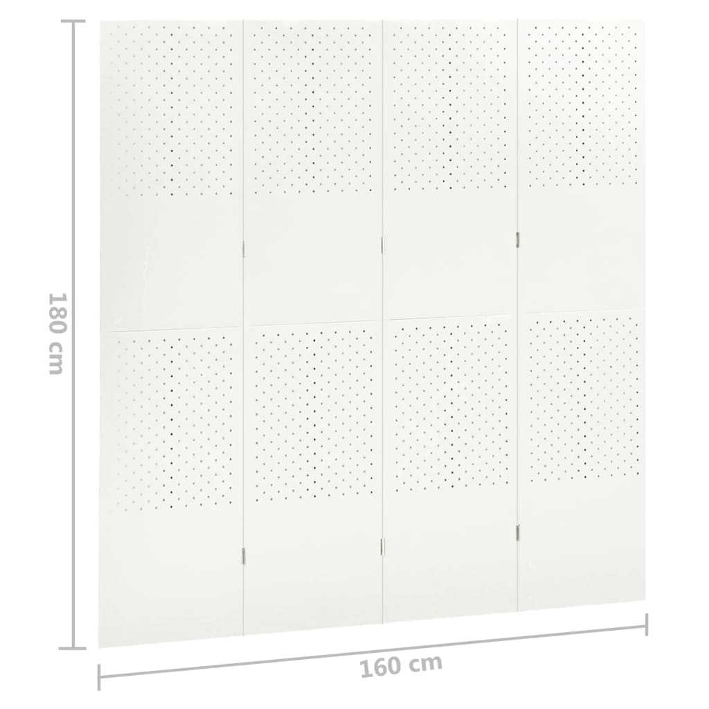 vidaXL 4-Panel Room Dividers 2 pcs White 160x180 cm Steel